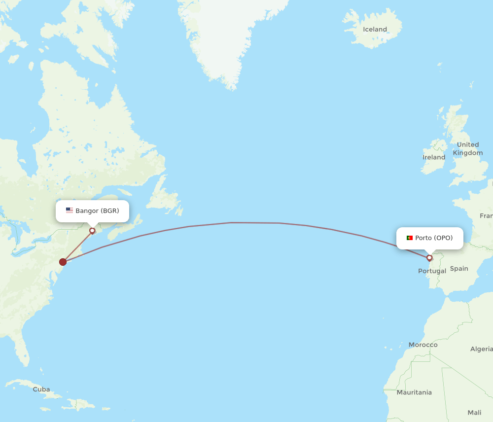 OPO-BGR flight routes