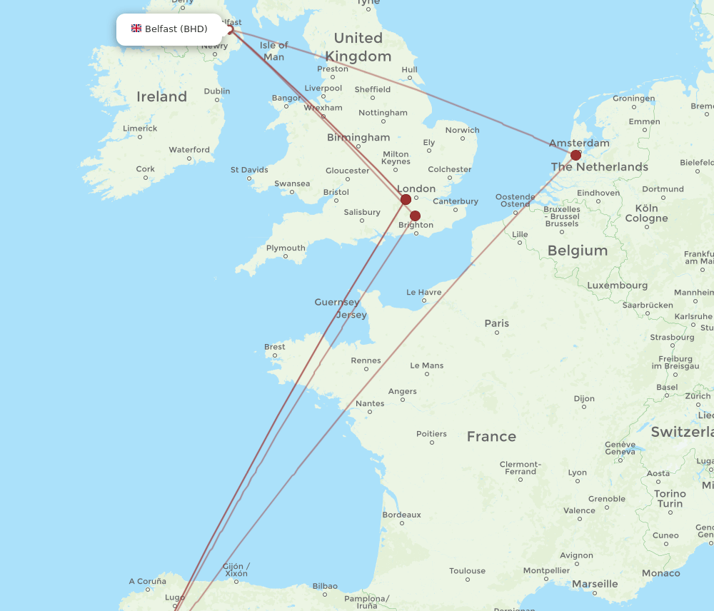 OPO-BHD flight routes