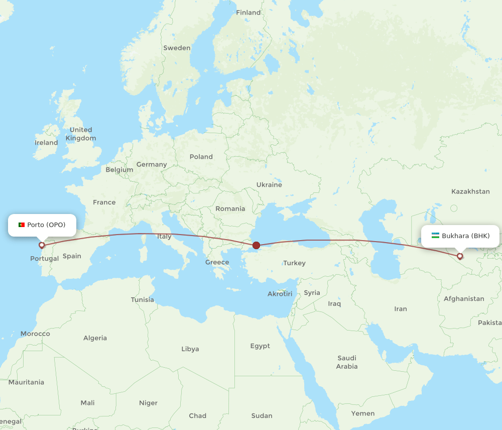 OPO-BHK flight routes