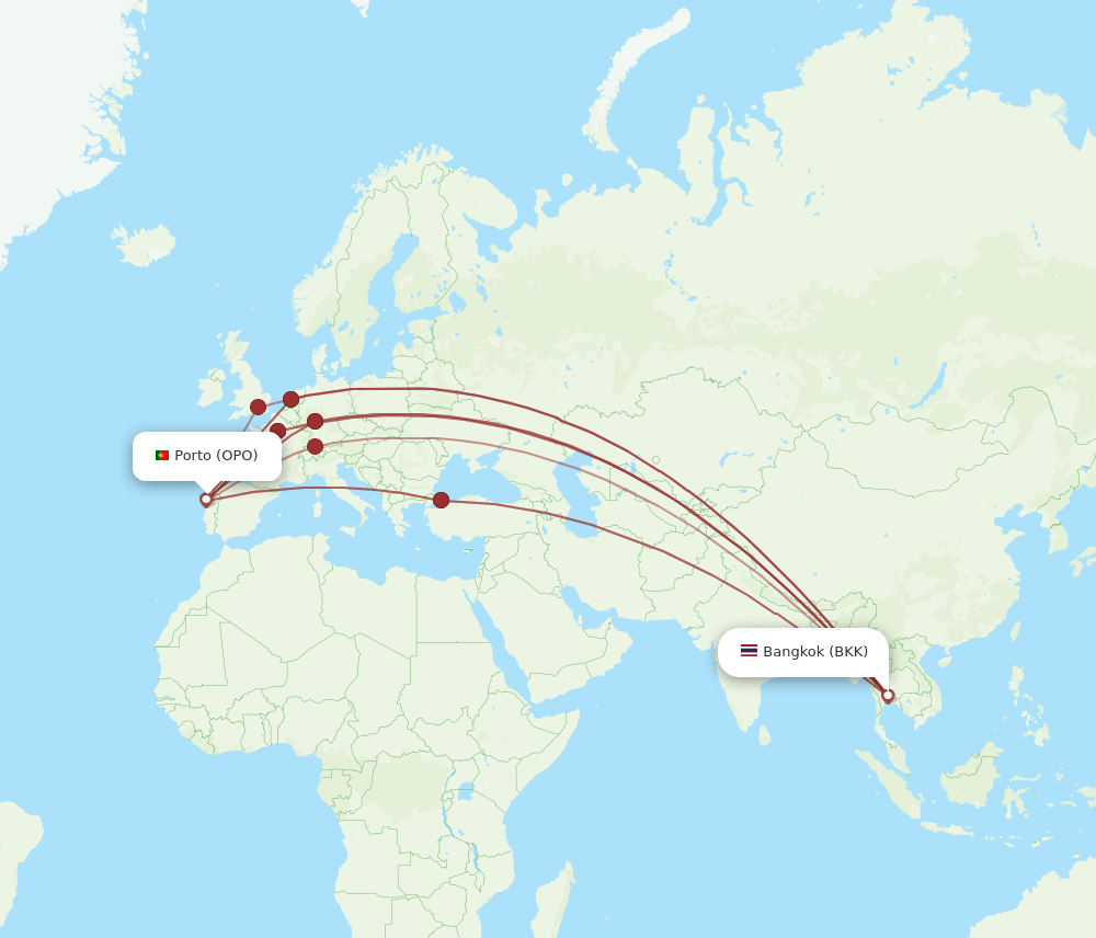 OPO-BKK flight routes
