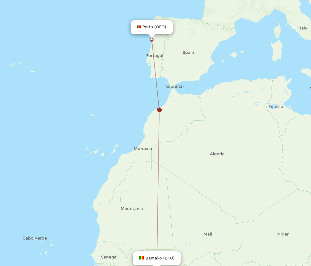 OPO-BKO flight routes