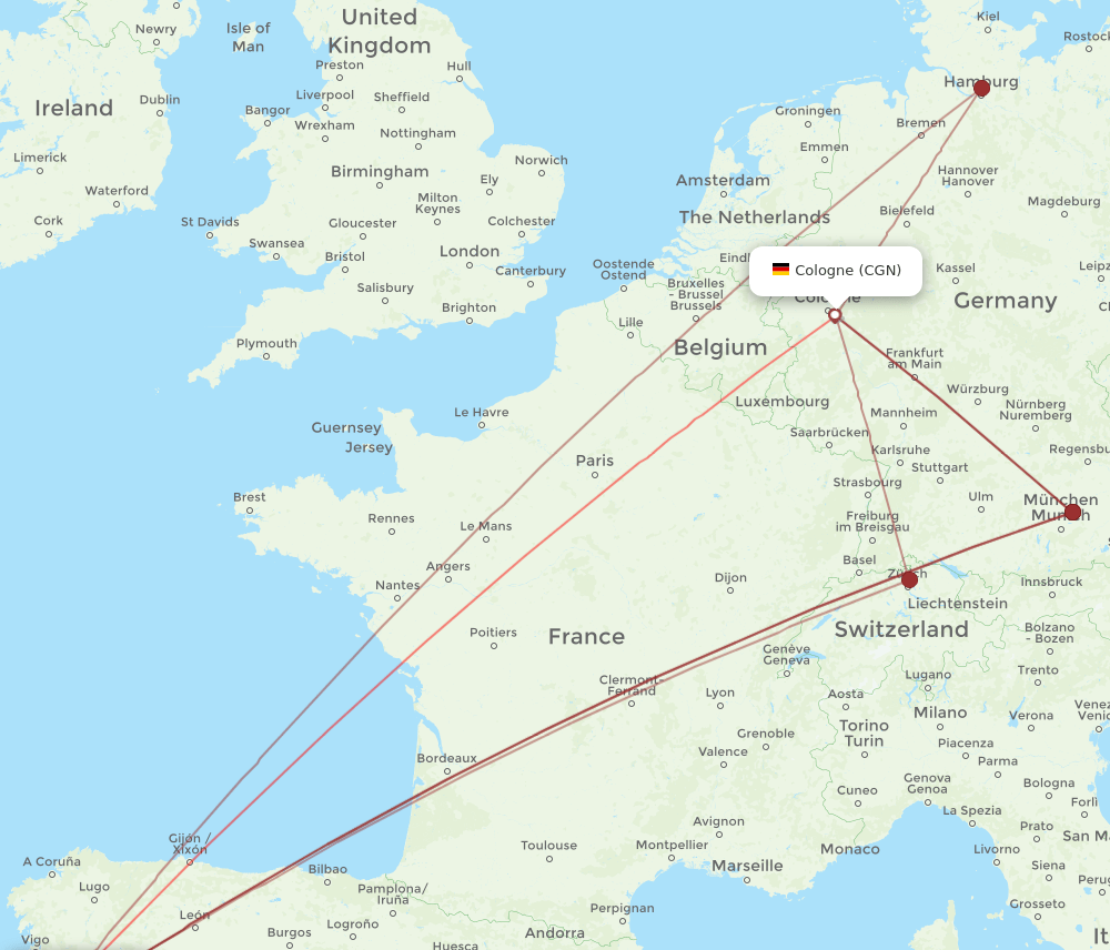 OPO-CGN flight routes