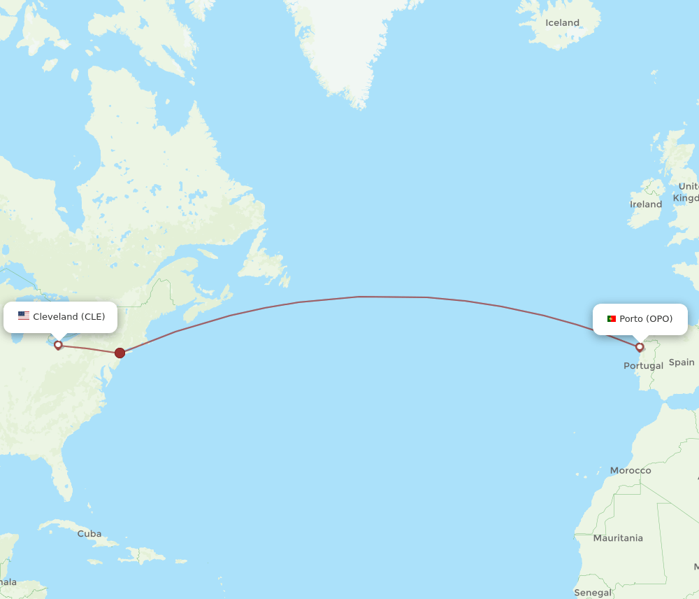 OPO-CLE flight routes