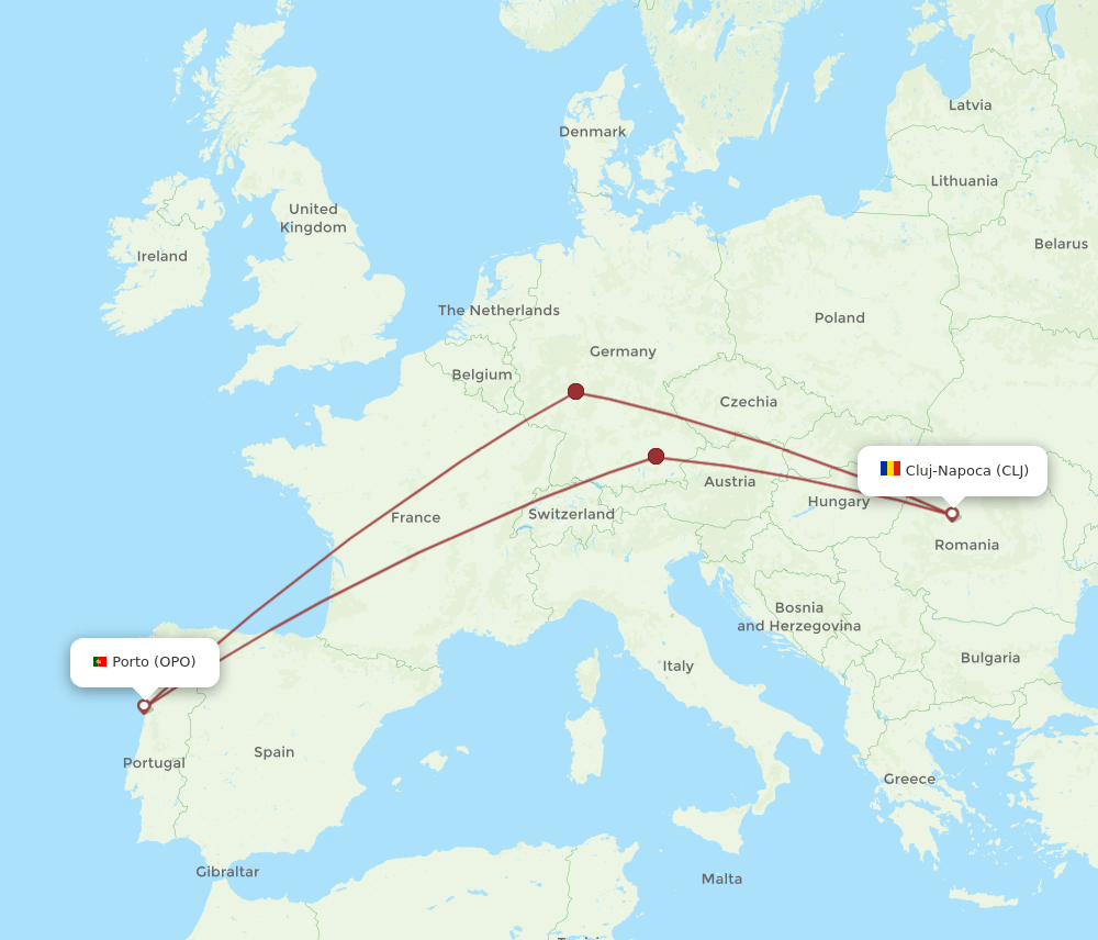 OPO-CLJ flight routes
