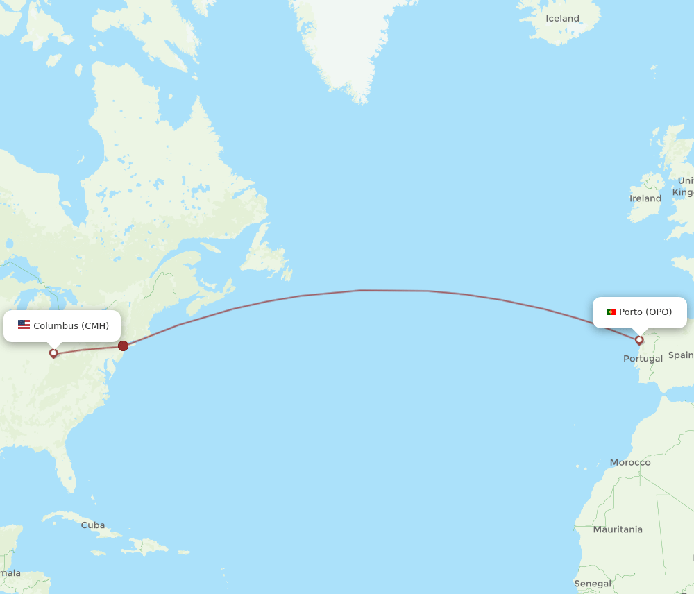 OPO-CMH flight routes