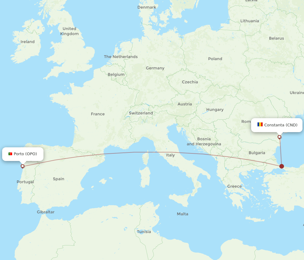 OPO-CND flight routes