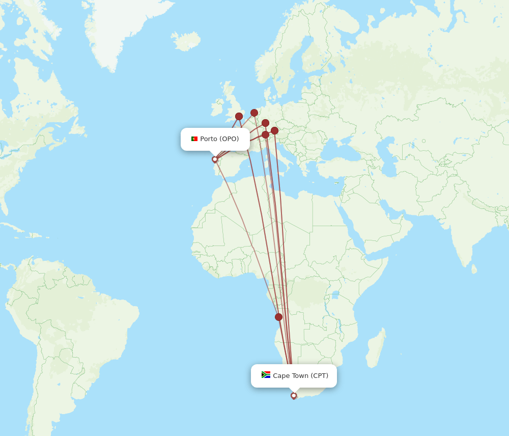 OPO-CPT flight routes