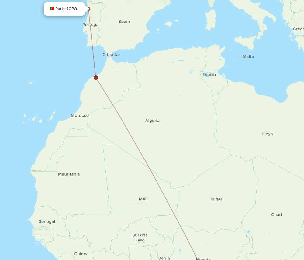 OPO-DLA flight routes