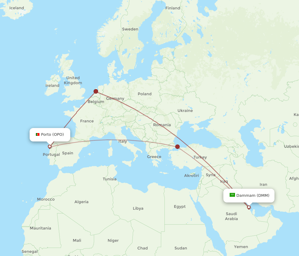 OPO-DMM flight routes