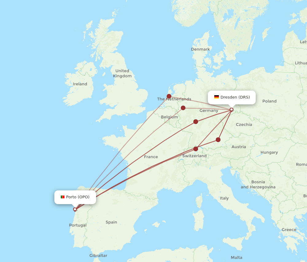 OPO-DRS flight routes