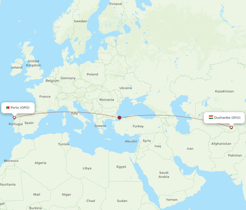 OPO-DYU flight routes