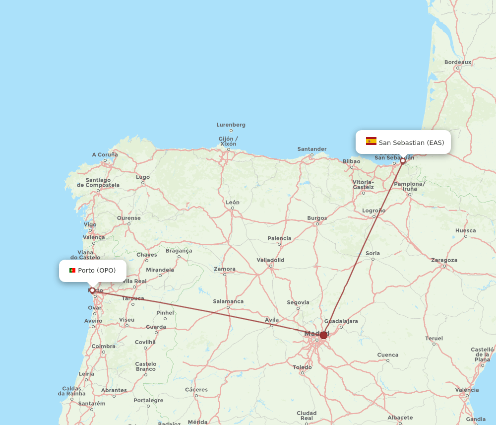 OPO-EAS flight routes