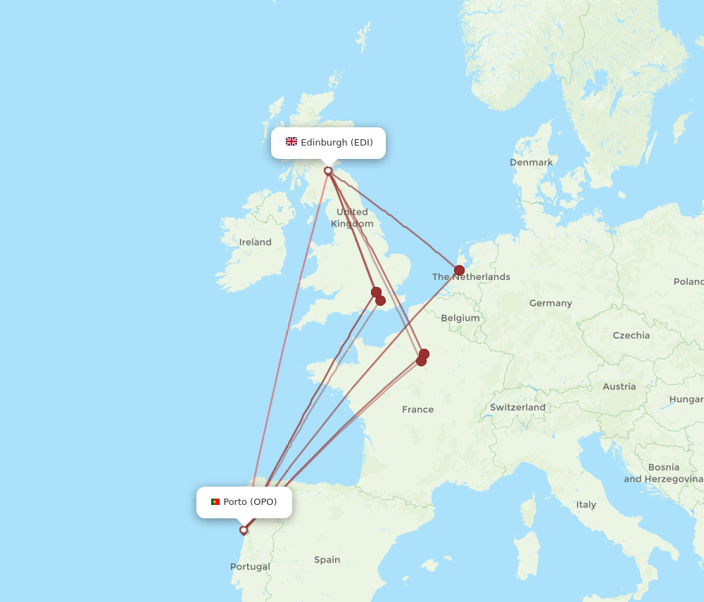 OPO-EDI flight routes
