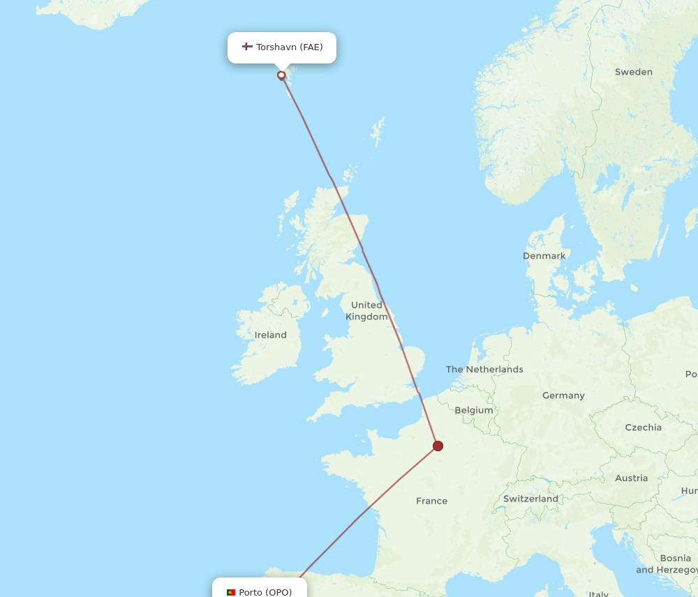 OPO-FAE flight routes