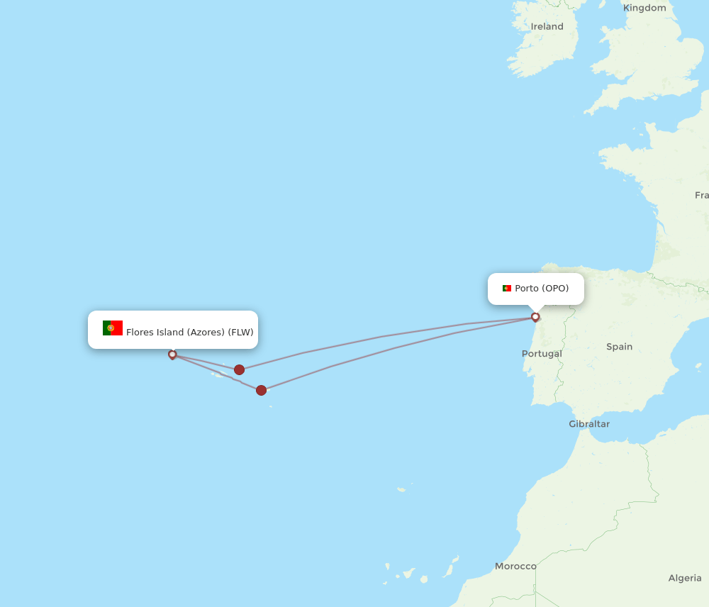 OPO-FLW flight routes