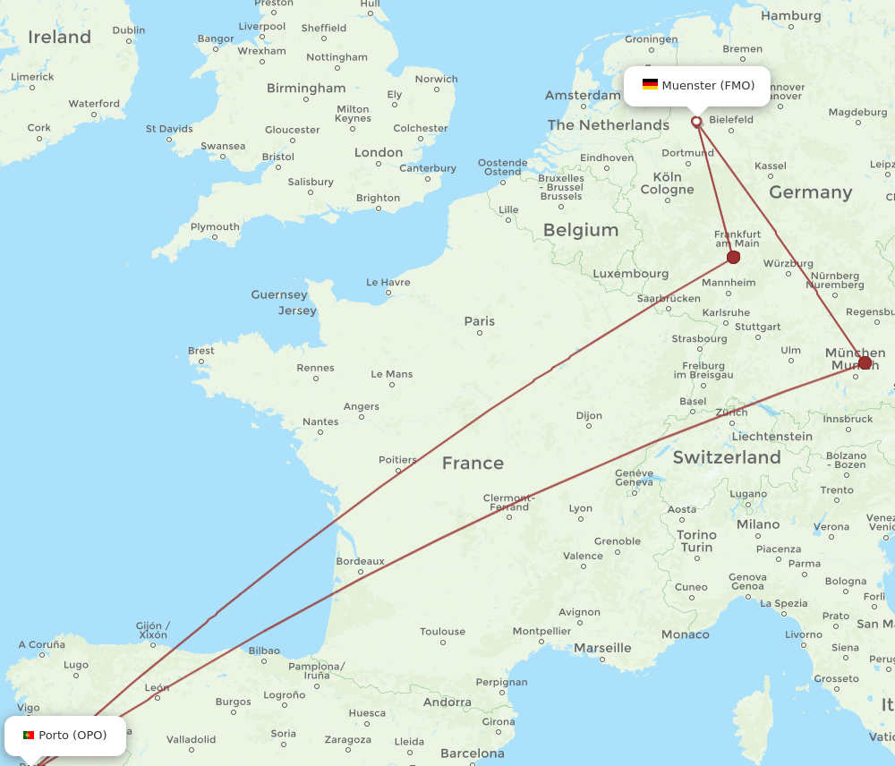 OPO to FMO flights and routes map