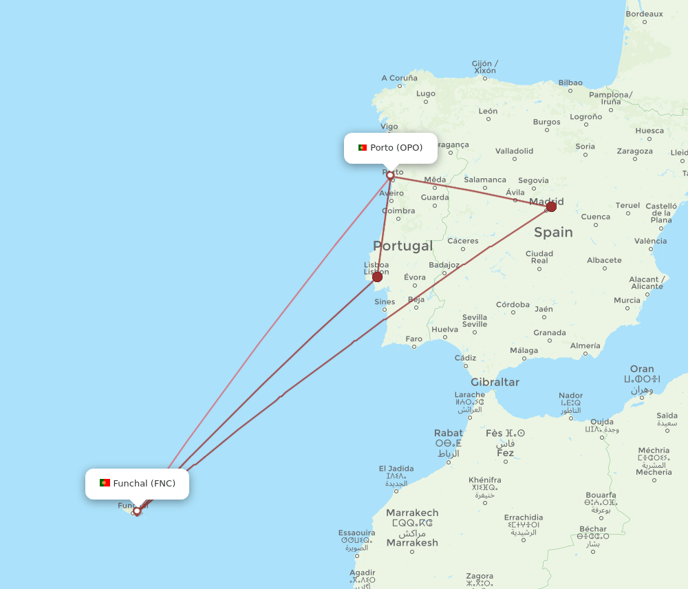 OPO-FNC flight routes