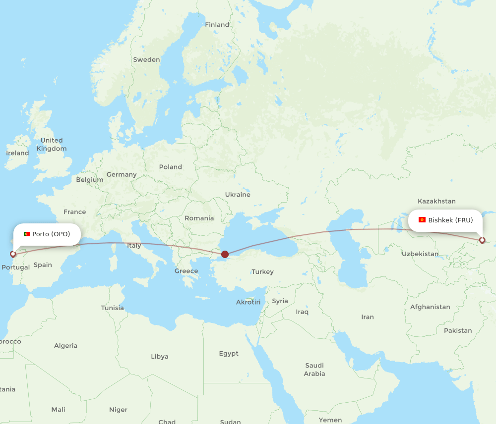 OPO-FRU flight routes