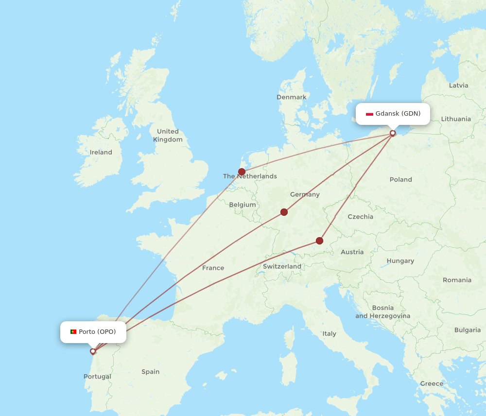 OPO-GDN flight routes