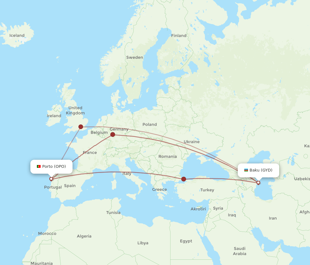 OPO-GYD flight routes