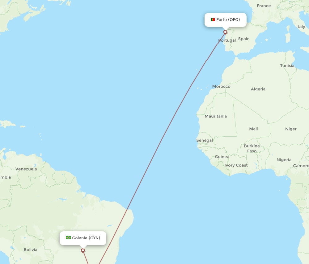 OPO to GYN flights and routes map