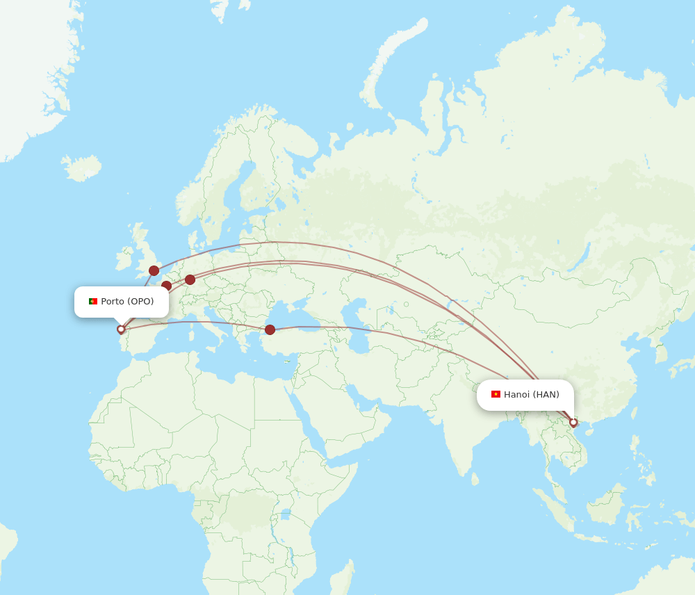OPO-HAN flight routes