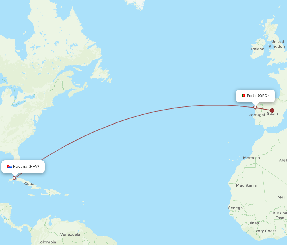OPO-HAV flight routes