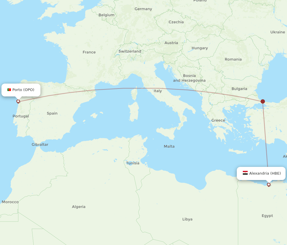 OPO-HBE flight routes