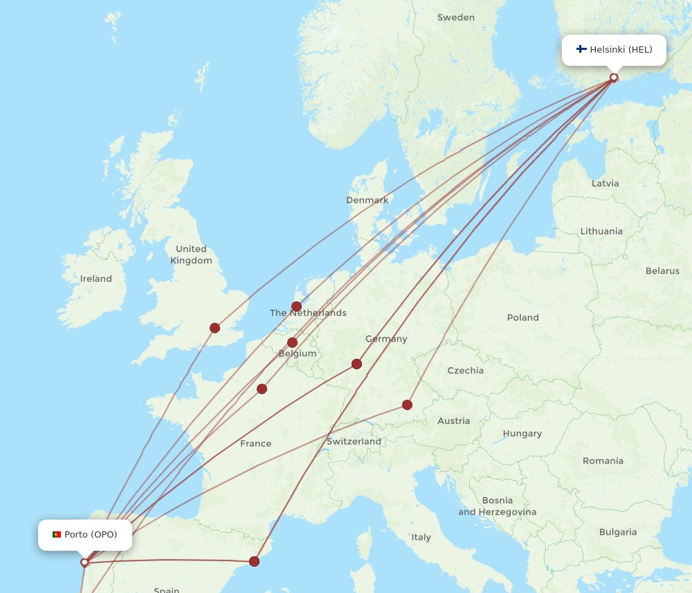 OPO-HEL flight routes