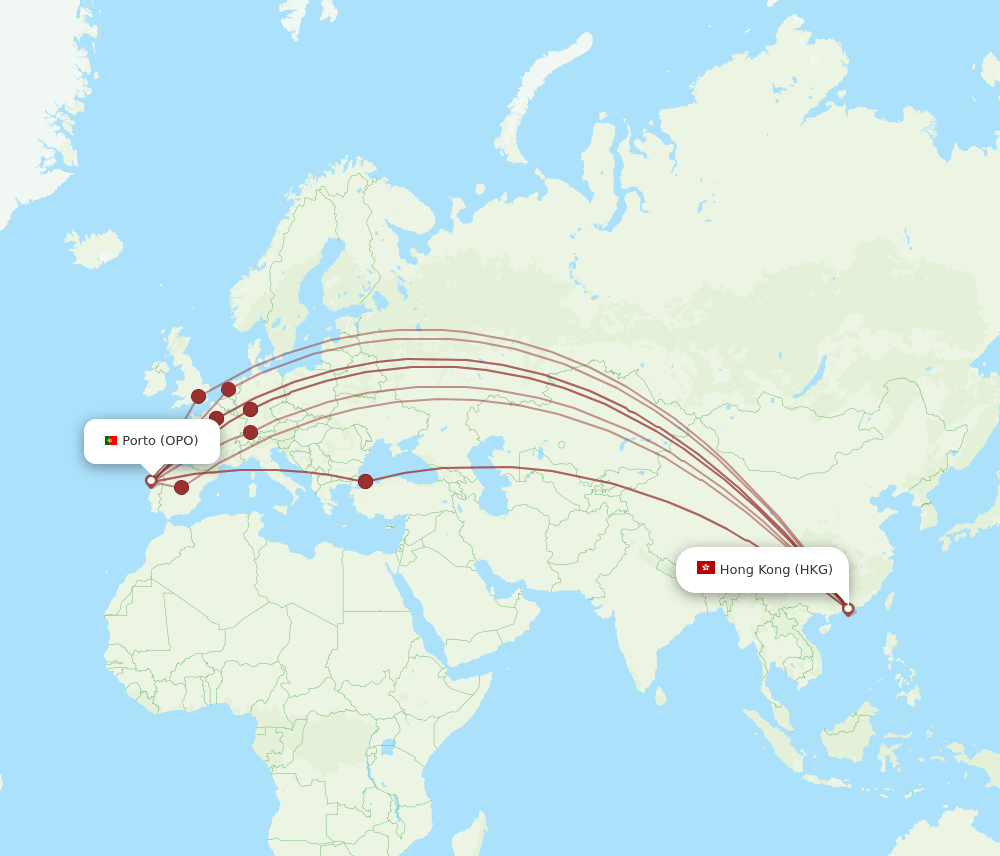OPO-HKG flight routes