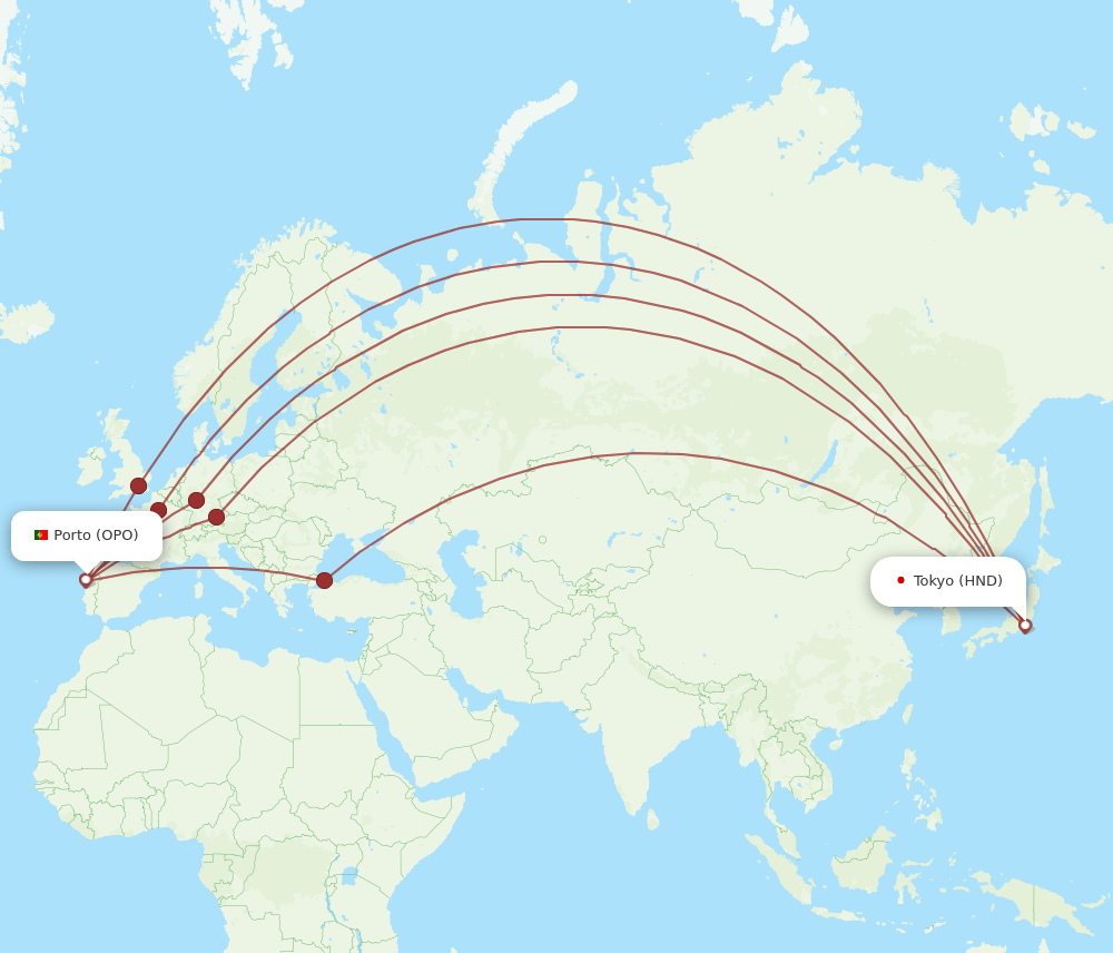 OPO-HND flight routes