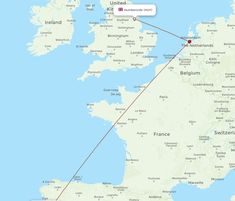 OPO-HUY flight routes