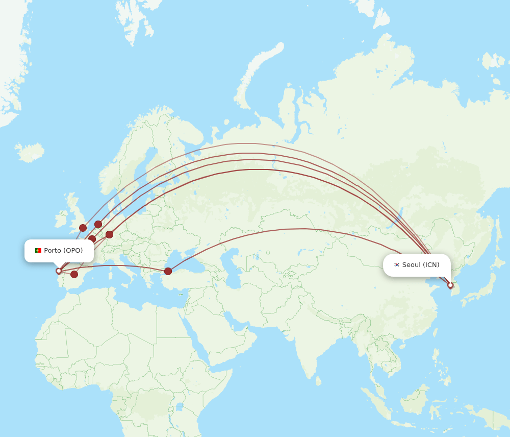 OPO-ICN flight routes