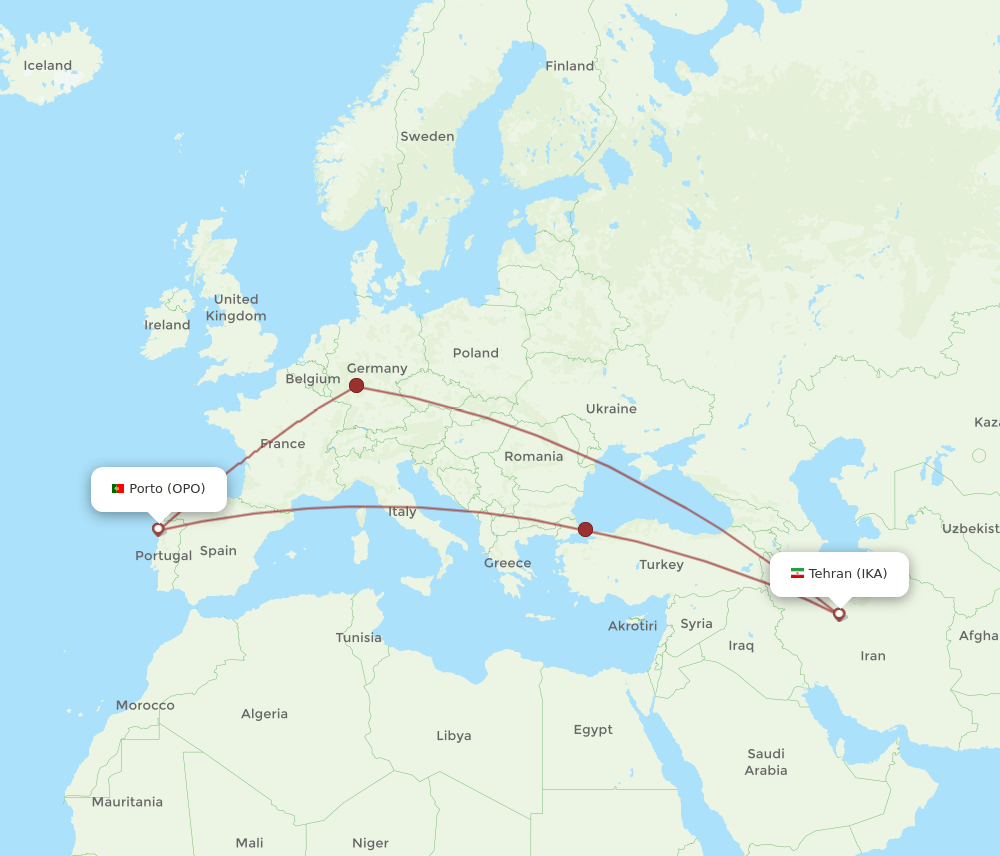 OPO-IKA flight routes