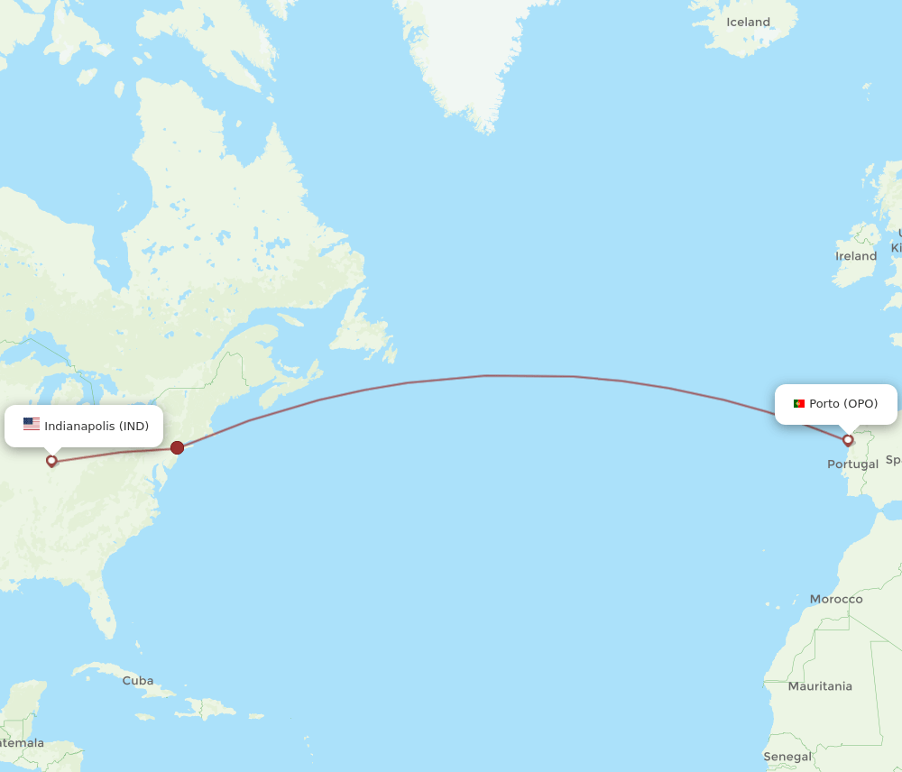 OPO-IND flight routes
