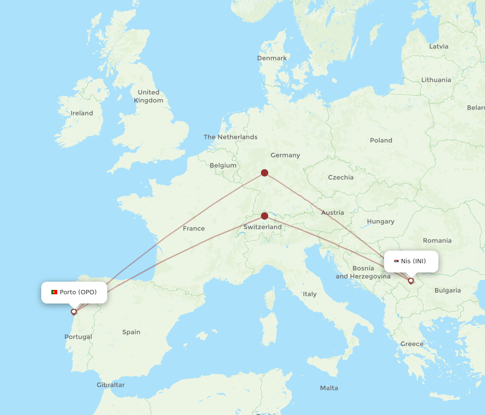 OPO-INI flight routes