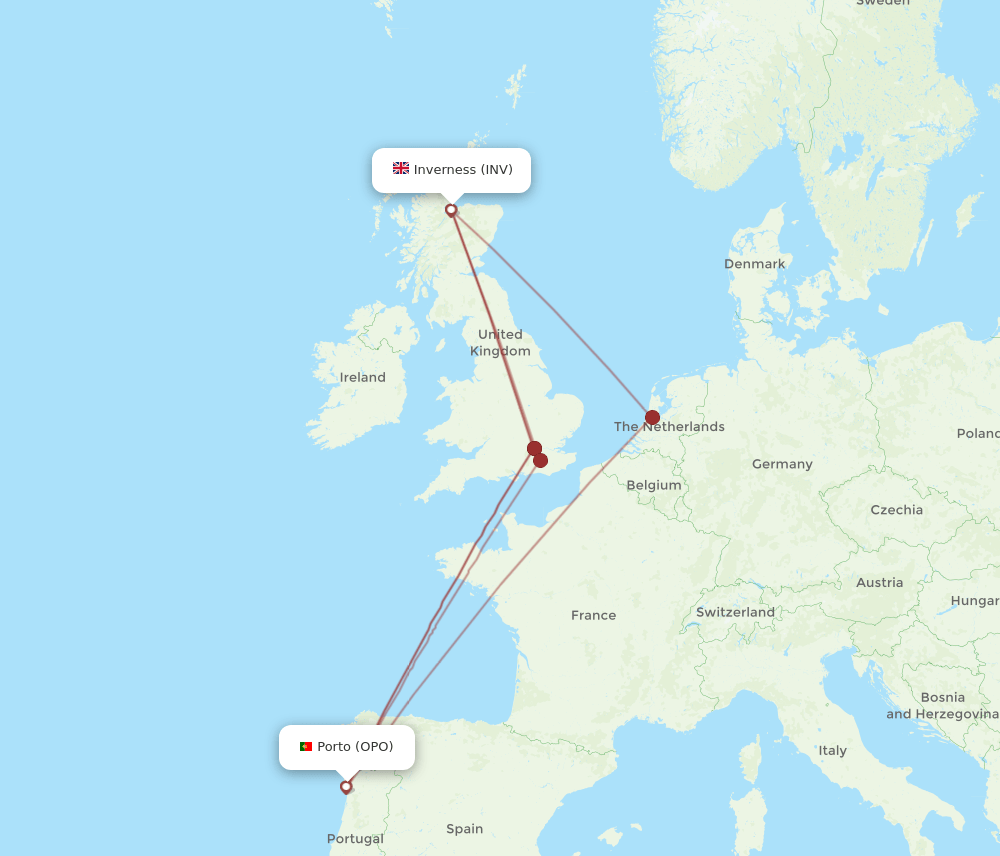 OPO-INV flight routes