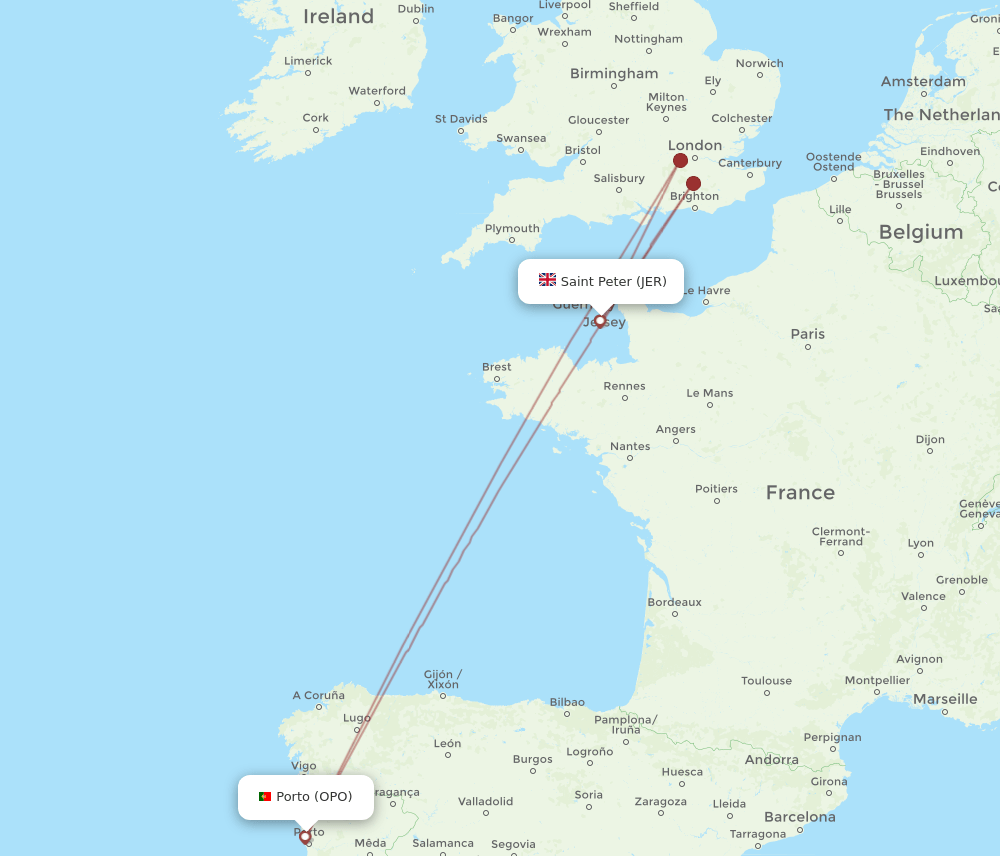 OPO-JER flight routes