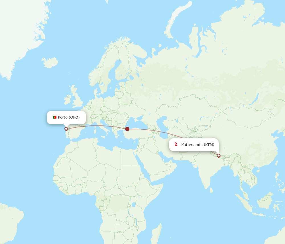 OPO-KTM flight routes