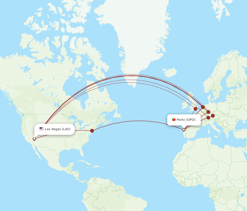OPO-LAS flight routes