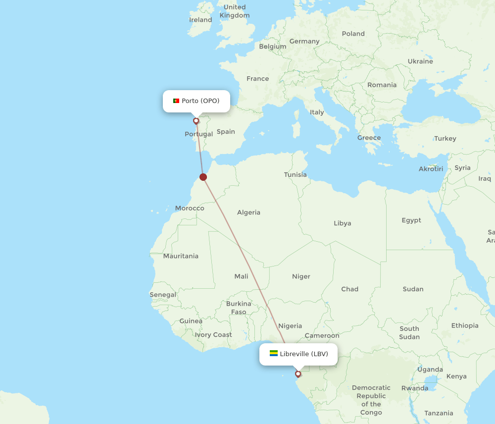OPO-LBV flight routes