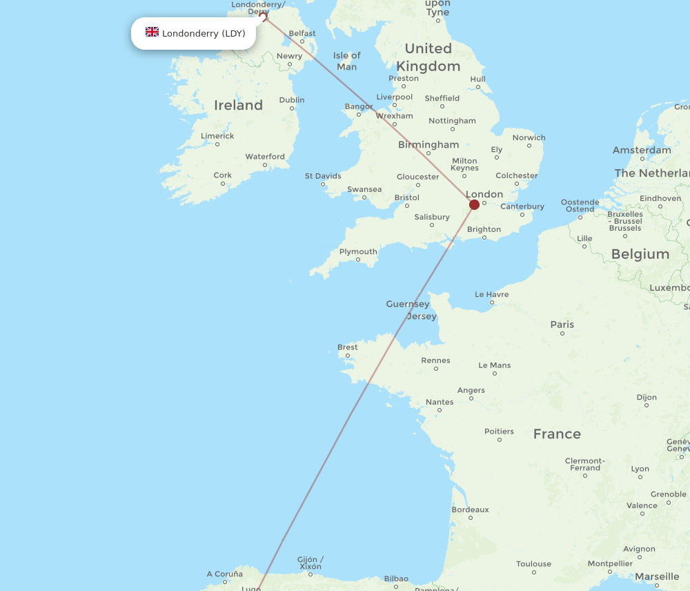 OPO to LDY flights and routes map