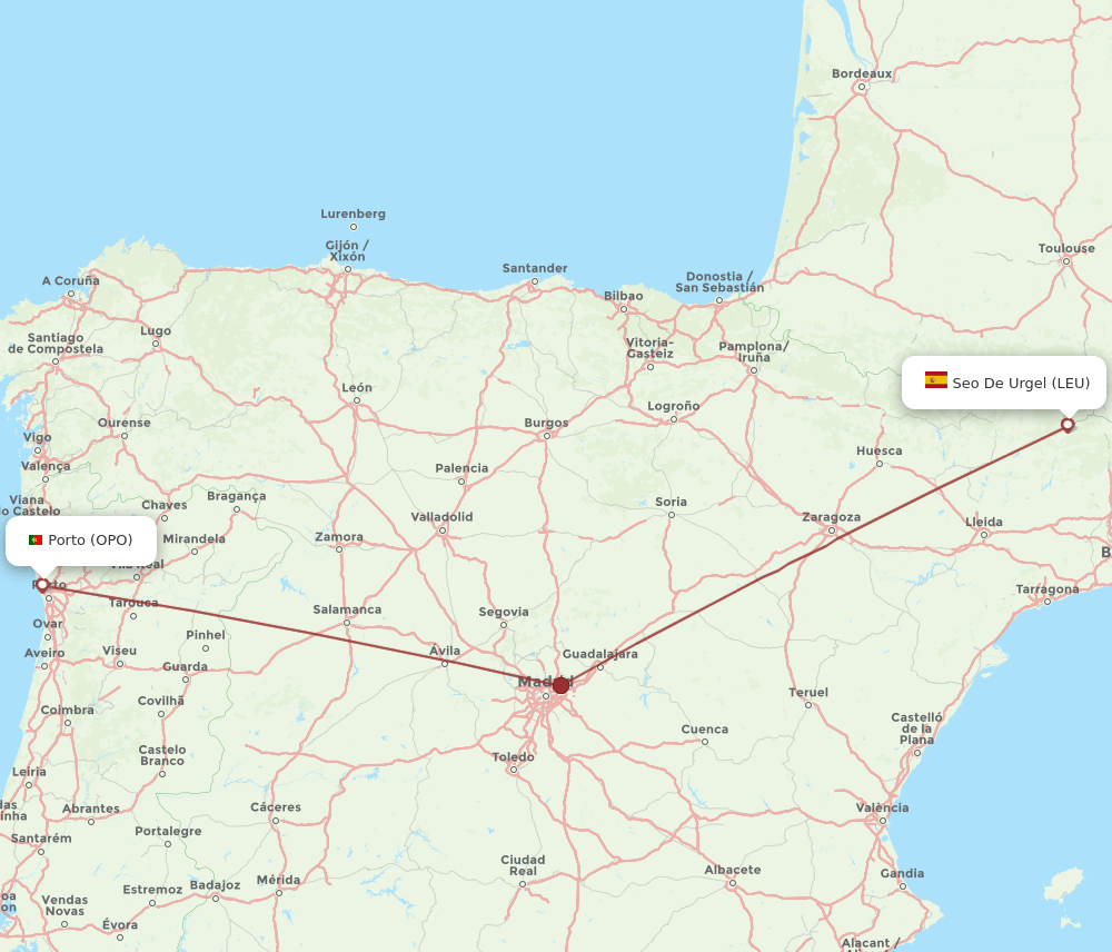 OPO-LEU flight routes