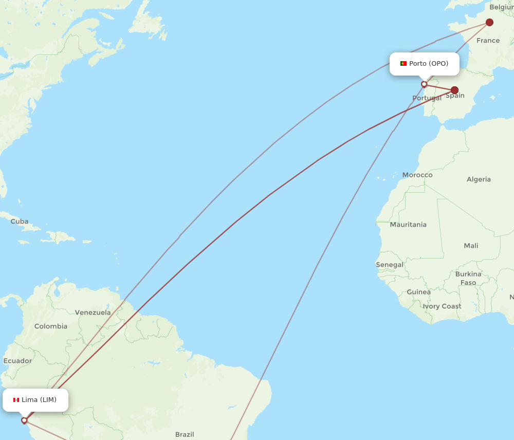 OPO to LIM flights and routes map