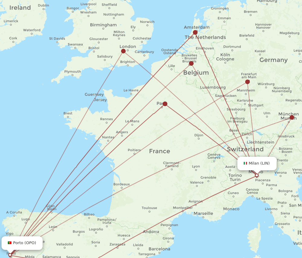 OPO-LIN flight routes