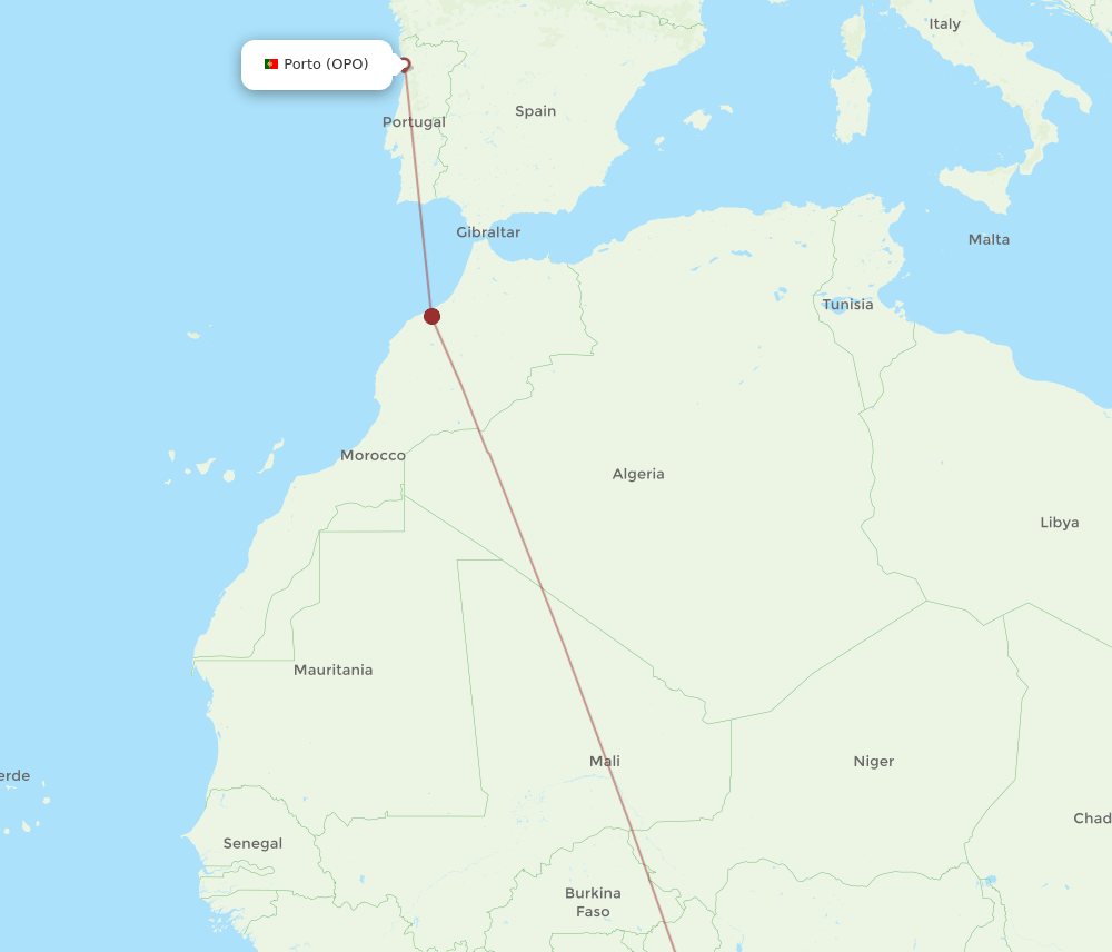 OPO-LOS flight routes