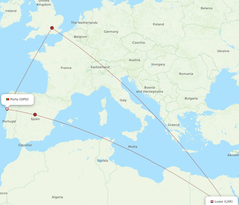 OPO-LXR flight routes