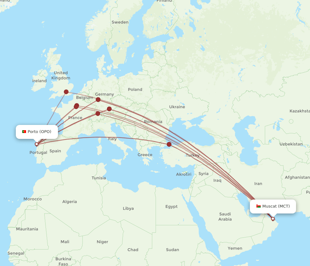 OPO-MCT flight routes