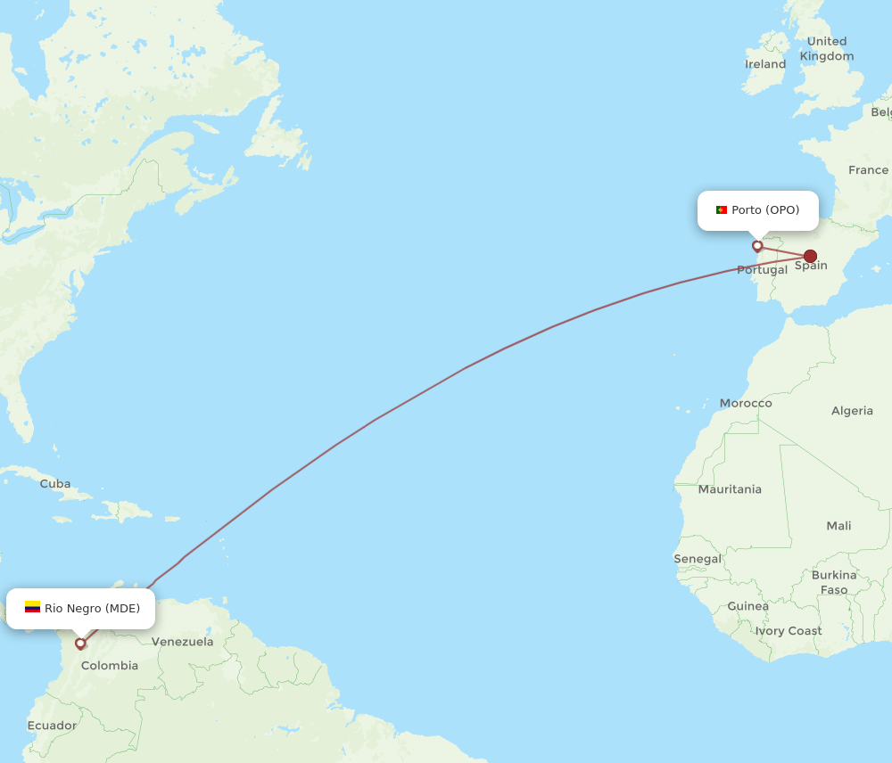 OPO-MDE flight routes