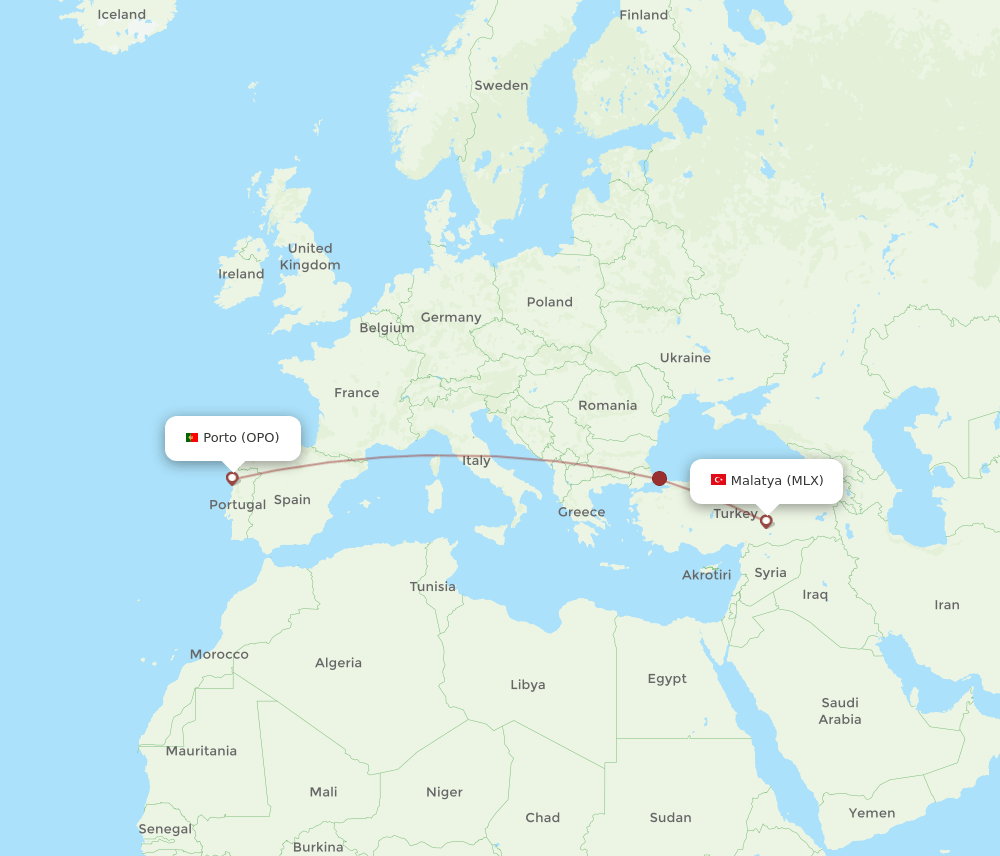 OPO-MLX flight routes